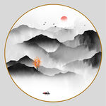 圆形山水画