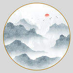 圆形山水画