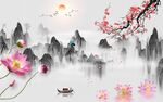 中式水墨山水背景