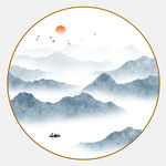 圆形山水画