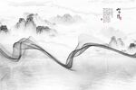爵士白山水抽象飘带山水情背景墙