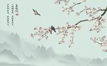 鸟语花香新中式背景墙