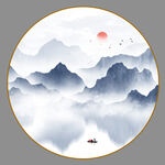 圆形山水画
