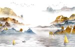现代新山水客厅画 tif分层