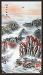 竖幅山水画 