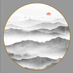 圆形山水画
