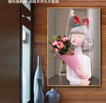 粉色泡泡女孩装饰画
