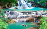 高山流水瀑布背景墙