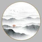 圆形山水画