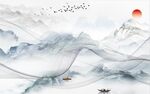 抽象曲线山水背景墙