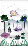 荷花山水画