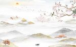 新中式山水背景墙