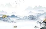 忆江南山水新中式背景墙