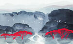 新中式水墨山水画大幅壁画背景墙