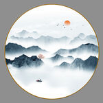 圆形山水画