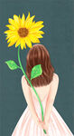 格桑花手绘美女玄关装饰画