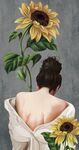 清新花卉美女人物玄关装饰画