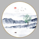 圆形山水画