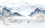 简约山水新款画 tif分层 