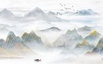 风轻云淡天地新中式背景墙