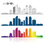 海口地标建筑矢量设计元素