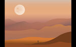 沙漠夕阳插画