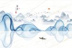 抽象烟雾山水在人家爵士白背景墙