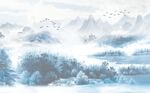 远山山水江山新中式背景墙