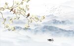 鸟语花香画眉山水新中式背景墙