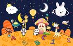 星星太空卡通背景墙
