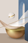立体抽象空调3d球莫兰迪装饰画