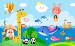 儿童海边可爱动物海豚背景墙