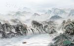 国画简约山水 TIF文件分层