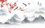 山水情中式电视背景墙