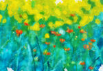 花草手绘水彩彩绘抽象背景装饰画
