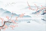 桃花花鸟山水水墨江南春