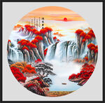圆形山水画