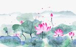 荷花电视背景墙