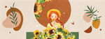 现代抽象几何向日葵装饰画