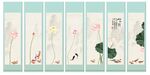 荷花条屏