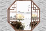 荷韵手绘工笔荷花背景墙壁画
