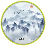 水墨山水情圆形装饰画