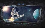 3D宇航员宇宙飞船太空舱背景墙