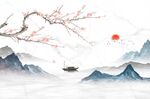 工笔花鸟水墨山水中式背景墙