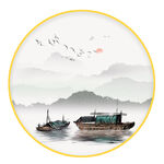 圆形画 山水画