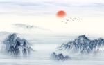 新中式山水背景墙