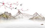 新中式客厅山水 tif分层画 