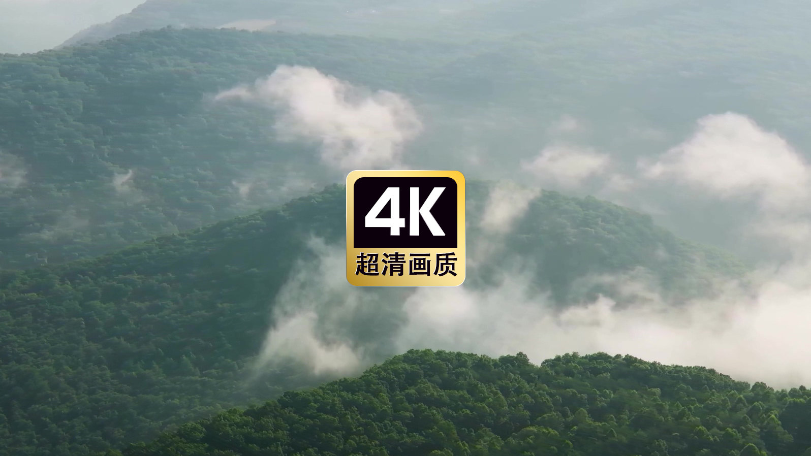 航拍云雾山谷丛林