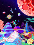 宇宙太空卡通插画