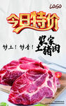今日特价农家黑土猪肉海报